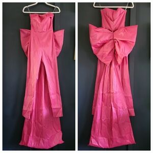 Nookie Pink Reese Strapless Jumpsuit Oversized Bow and‎ Train Detail XS